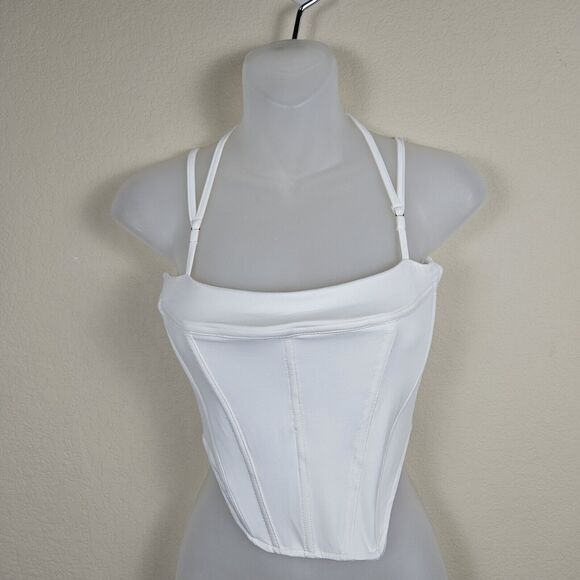 Princess Polly Zora Satin Corset Top Lace Up Size 4 Ivory Boned Club Party Small - Picture 2 of 11